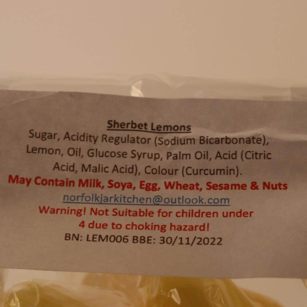Norfolk Jar Kitchen Sherbet Lemons Sweet Bag